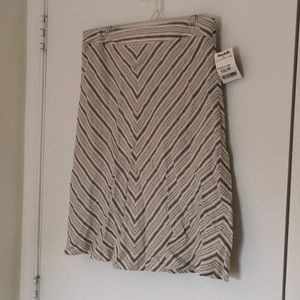 Blue and cream striped linen skirt